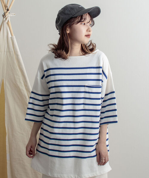 GEVACO(ゲバコ)の「【GEVACO/ゲバコ】度詰天竺パネルボーダー半袖Tシャツ(Tシャツ/カットソー・メンズ・ホワイト×ブルー/ホワイト×ネイビー/ネイビー×ホワイト・SMALL/MEDIUM/LARGE)」の5枚目の写真