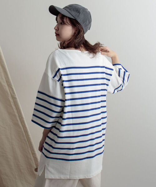 GEVACO(ゲバコ)の「【GEVACO/ゲバコ】度詰天竺パネルボーダー半袖Tシャツ(Tシャツ/カットソー・メンズ・ホワイト×ブルー/ホワイト×ネイビー/ネイビー×ホワイト・SMALL/MEDIUM/LARGE)」の7枚目の写真