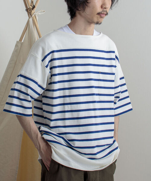 GEVACO(ゲバコ)の「【GEVACO/ゲバコ】度詰天竺パネルボーダー半袖Tシャツ(Tシャツ/カットソー・メンズ・ホワイト×ブルー/ホワイト×ネイビー/ネイビー×ホワイト・SMALL/MEDIUM/LARGE)」の11枚目の写真