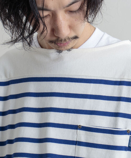GEVACO(ゲバコ)の「【GEVACO/ゲバコ】度詰天竺パネルボーダー半袖Tシャツ(Tシャツ/カットソー・メンズ・ホワイト×ブルー/ホワイト×ネイビー/ネイビー×ホワイト・SMALL/MEDIUM/LARGE)」の12枚目の写真