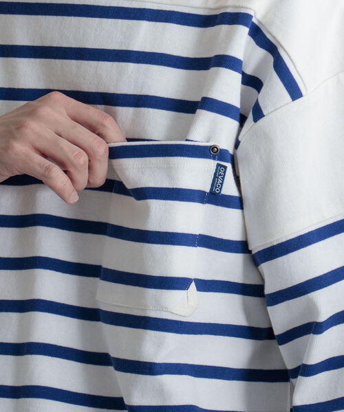 GEVACO(ゲバコ)の「【GEVACO/ゲバコ】度詰天竺パネルボーダー半袖Tシャツ(Tシャツ/カットソー・メンズ・ホワイト×ブルー/ホワイト×ネイビー/ネイビー×ホワイト・SMALL/MEDIUM/LARGE)」の13枚目の写真