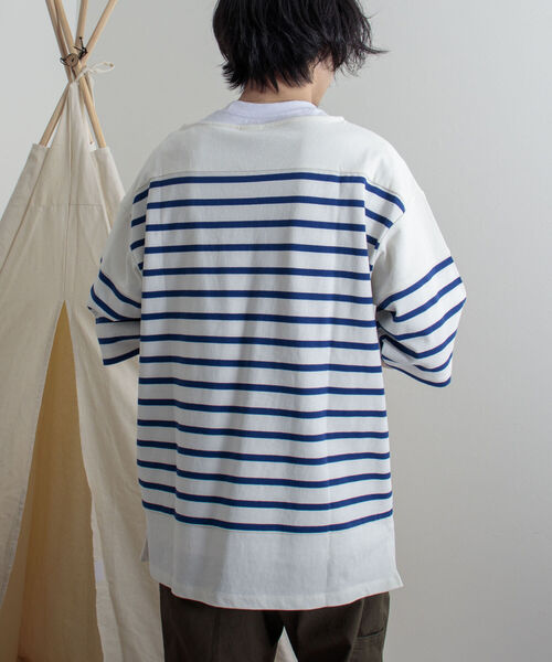 GEVACO(ゲバコ)の「【GEVACO/ゲバコ】度詰天竺パネルボーダー半袖Tシャツ(Tシャツ/カットソー・メンズ・ホワイト×ブルー/ホワイト×ネイビー/ネイビー×ホワイト・SMALL/MEDIUM/LARGE)」の16枚目の写真