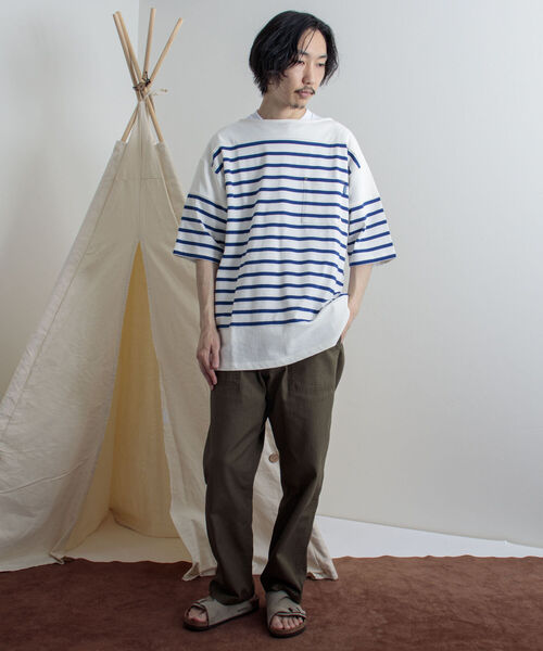 GEVACO(ゲバコ)の「【GEVACO/ゲバコ】度詰天竺パネルボーダー半袖Tシャツ(Tシャツ/カットソー・メンズ・ホワイト×ブルー/ホワイト×ネイビー/ネイビー×ホワイト・SMALL/MEDIUM/LARGE)」の18枚目の写真