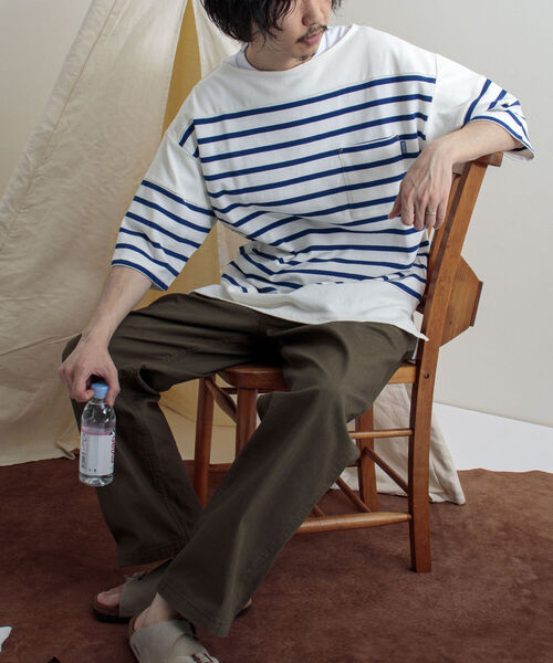 GEVACO(ゲバコ)の「【GEVACO/ゲバコ】度詰天竺パネルボーダー半袖Tシャツ(Tシャツ/カットソー・メンズ・ホワイト×ブルー/ホワイト×ネイビー/ネイビー×ホワイト・SMALL/MEDIUM/LARGE)」の22枚目の写真