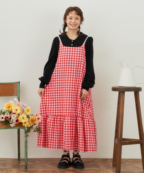 MERLOT(メルロー)の「ギンガムキャミワンピース(ワンピース・レディース・レッド/ブルー・FREE)」の8枚目の写真