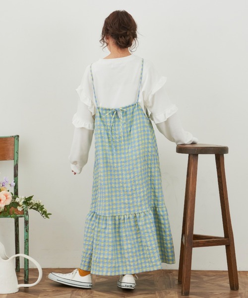 MERLOT(メルロー)の「ギンガムキャミワンピース(ワンピース・レディース・レッド/ブルー・FREE)」の3枚目の写真