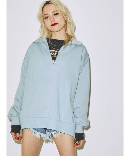 jouetie(ジュエティ)の「ハーフジッププルオーバー(スウェット・レディース・グレー/ブラック/ブルー/パープル・MEDIUM)」の20枚目の写真