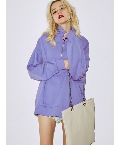 jouetie(ジュエティ)の「ハーフジッププルオーバー(スウェット・レディース・グレー/ブラック/ブルー/パープル・MEDIUM)」の18枚目の写真