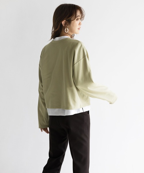 GeeRA(ジーラ)の「ショート丈カットソーリブカーディガン(カーディガン/ボレロ・レディース・ブラック/グリーン・MEDIUM/LARGE)」の11枚目の写真