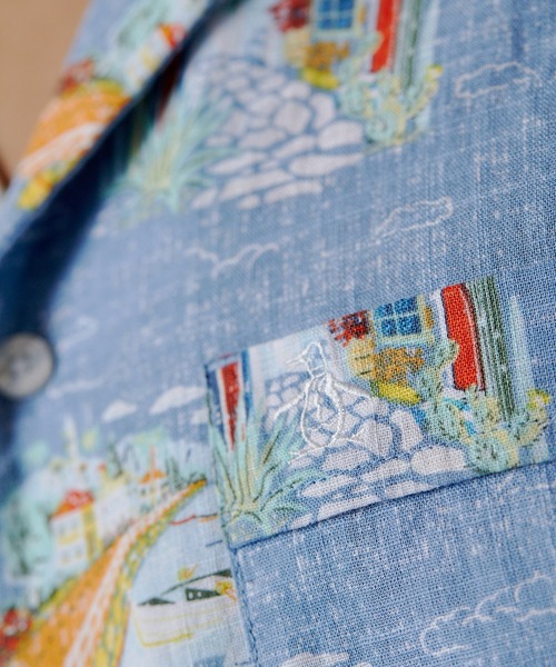 penguin BY MUNSINGWEAR（ペンギン バイ マンシングウェア）の「ペンギン バイ マンシングウェア  アロハプリントオープンカラーシャツ メンズ ユニセックス ウェア スポーツウェア ゴルフ（シャツ/ブラウス・メンズ・ブルー・S/M/L/XL）」の6枚目の写真