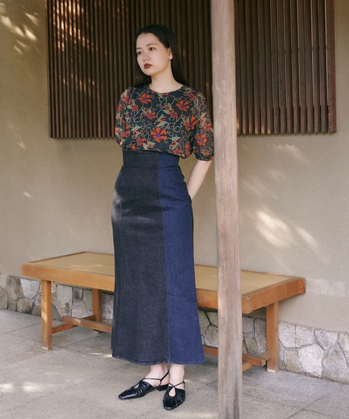 TINA：JOJUN（ティーナジョジュン）の「「麗」 花柄パフスリーブブラウス TINA：JOJUN（シャツ/ブラウス・レディース・ダークグリーン・M）」の11枚目の写真