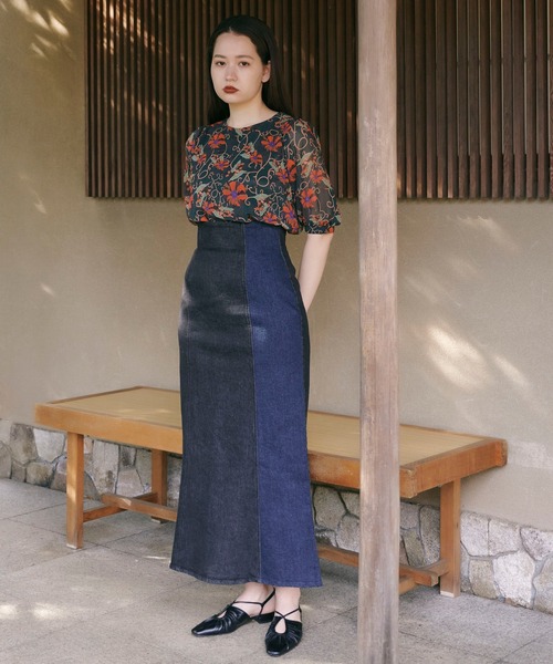 TINA：JOJUN（ティーナジョジュン）の「「麗」 花柄パフスリーブブラウス TINA：JOJUN（シャツ/ブラウス・レディース・ダークグリーン・M）」の12枚目の写真