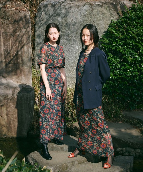 TINA：JOJUN（ティーナジョジュン）の「「麗」 花柄パフスリーブブラウス TINA：JOJUN（シャツ/ブラウス・レディース・ダークグリーン・M）」の22枚目の写真