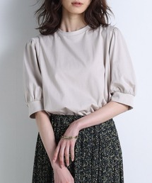 [汗防止/接触冷感］綿混ボリュームスリーブTシャツ