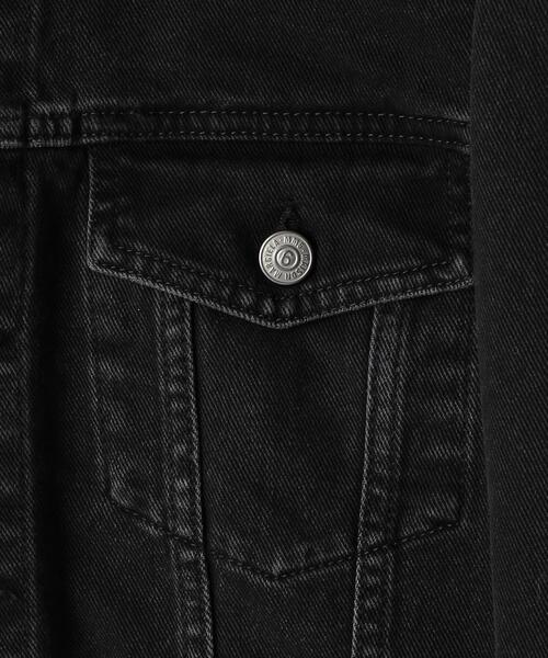 メゾンマルジェラ　MM6　スリットデニムジャケット　ブラック　ラバーロゴ　36 メゾンマルジェラ MM6 スリットデニムジャケット ブラック ラバーロゴ