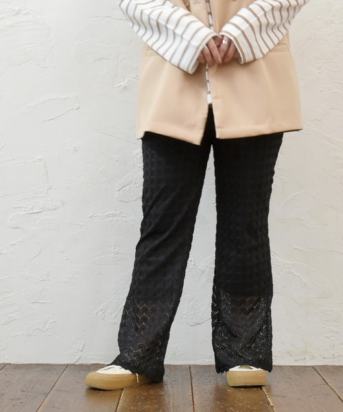 sango（sango）の「レースニットフレアパンツ（その他パンツ・レディース・ブラック/アイボリー・FREE）」の5枚目の写真