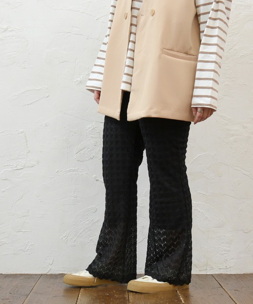 sango（sango）の「レースニットフレアパンツ（その他パンツ・レディース・ブラック/アイボリー・FREE）」の6枚目の写真