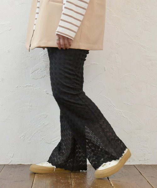 sango（sango）の「レースニットフレアパンツ（その他パンツ・レディース・ブラック/アイボリー・FREE）」の8枚目の写真