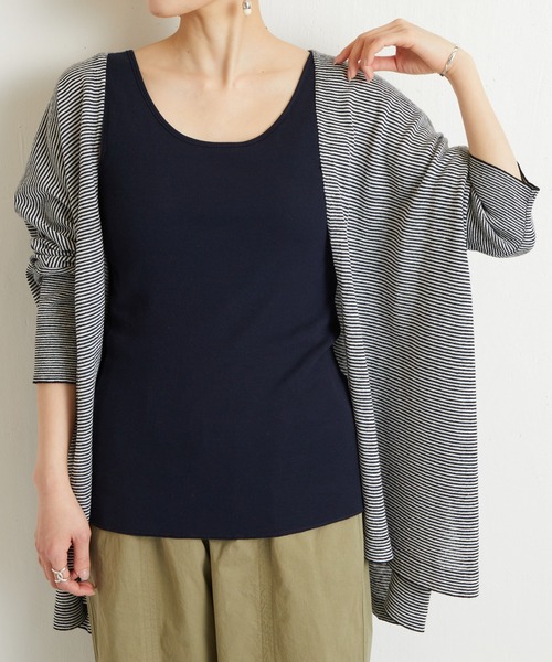 BEARDSLEY（ビアズリー）の「コナユキテレコタンク（Tシャツ/カットソー・レディース・ライトグレー/ネイビー・FREE）」の8枚目の写真