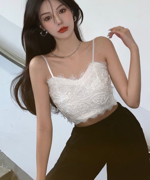 meJane(ミージェーン)の「デザインレースキャミソール(カップ付き)【ZOZOTOWN限定】(キャミソール・レディース・ホワイト/ブラック・FREE)」の5枚目の写真