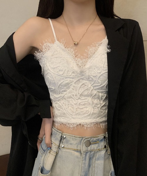 meJane(ミージェーン)の「デザインレースキャミソール(カップ付き)【ZOZOTOWN限定】(キャミソール・レディース・ホワイト/ブラック・FREE)」の10枚目の写真