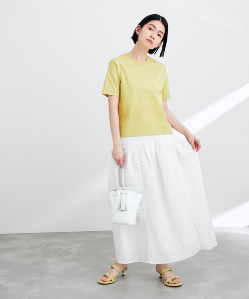 ADAM ET ROPE'(アダムエロペ)の「【選べる2サイズ】コンパクトTシャツ(Tシャツ/カットソー・レディース・ホワイト/ブラック/カーキ/サックスブルー/イエロー・S/M)」の7枚目の写真