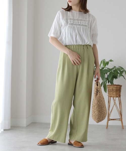 Crisp（クリスプ）の「ドビーレースストライプブラウス（シャツ/ブラウス・レディース・ブラック/ホワイト・FREE）」の3枚目の写真