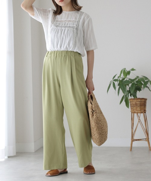 Crisp（クリスプ）の「ドビーレースストライプブラウス（シャツ/ブラウス・レディース・ブラック/ホワイト・FREE）」の4枚目の写真