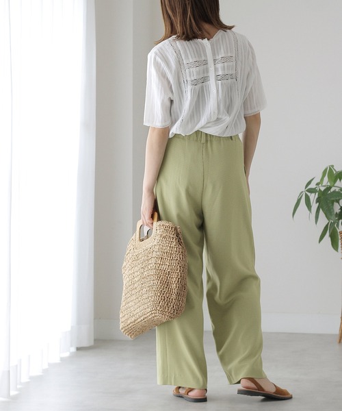 Crisp（クリスプ）の「ドビーレースストライプブラウス（シャツ/ブラウス・レディース・ブラック/ホワイト・FREE）」の5枚目の写真