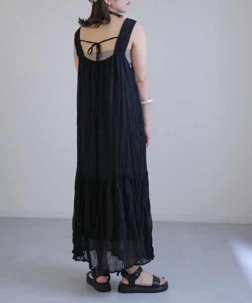 sakishimatokyo（サキシマトーキョー）の「クリンクルVワンピース（ワンピース・レディース・ブラック/サンドベージュ/グレイッシュベージュ/ブラウン・FREE/L）」の5枚目の写真