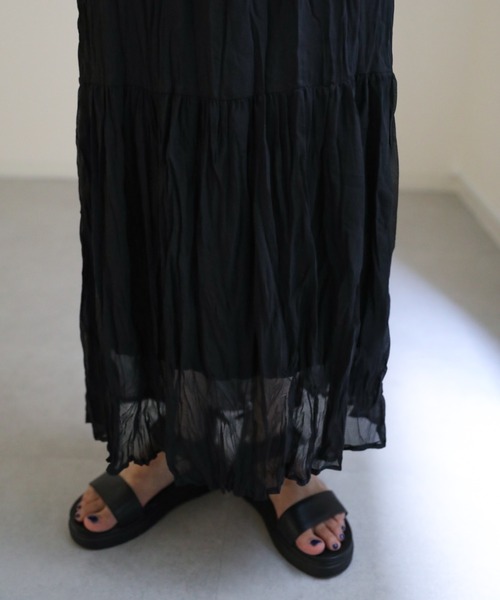 sakishimatokyo（サキシマトーキョー）の「クリンクルVワンピース（ワンピース・レディース・ブラック/サンドベージュ/グレイッシュベージュ/ブラウン・FREE/L）」の7枚目の写真