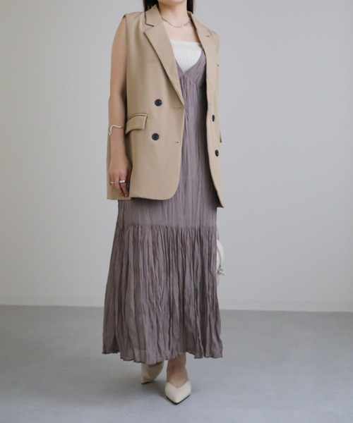 sakishimatokyo（サキシマトーキョー）の「クリンクルVワンピース（ワンピース・レディース・ブラック/サンドベージュ/グレイッシュベージュ/ブラウン・FREE/L）」の14枚目の写真