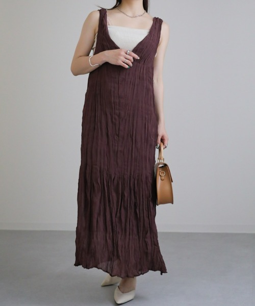 sakishimatokyo（サキシマトーキョー）の「クリンクルVワンピース（ワンピース・レディース・ブラック/サンドベージュ/グレイッシュベージュ/ブラウン・FREE/L）」の19枚目の写真