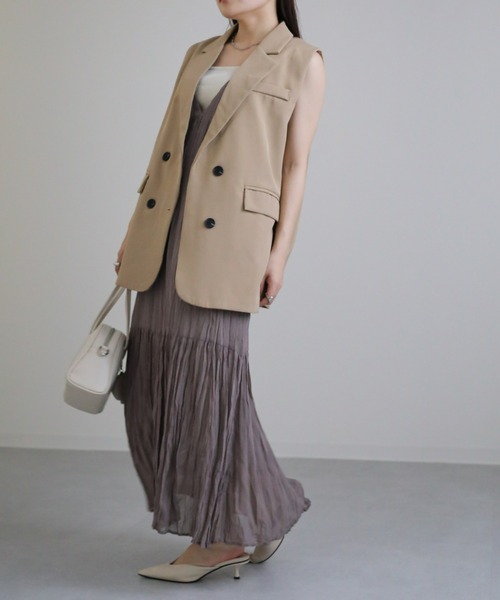 sakishimatokyo（サキシマトーキョー）の「クリンクルVワンピース（ワンピース・レディース・ブラック/サンドベージュ/グレイッシュベージュ/ブラウン・FREE/L）」の15枚目の写真