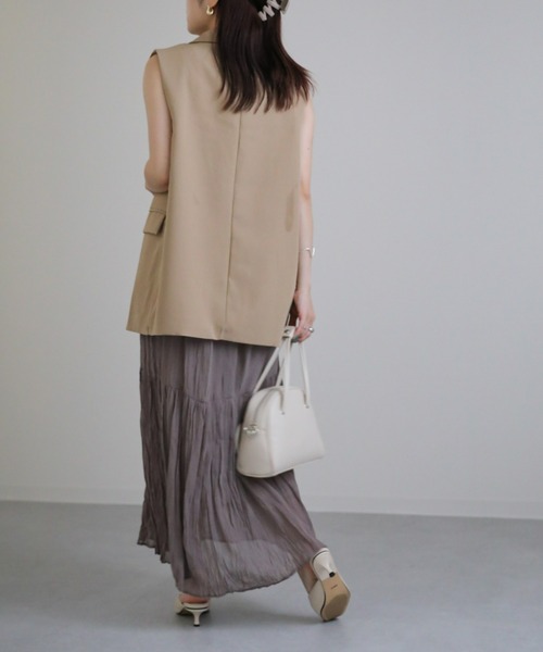 sakishimatokyo（サキシマトーキョー）の「クリンクルVワンピース（ワンピース・レディース・ブラック/サンドベージュ/グレイッシュベージュ/ブラウン・FREE/L）」の16枚目の写真