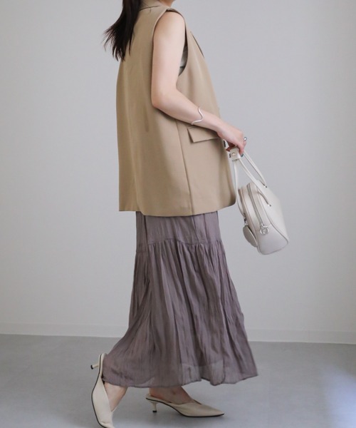 sakishimatokyo（サキシマトーキョー）の「クリンクルVワンピース（ワンピース・レディース・ブラック/サンドベージュ/グレイッシュベージュ/ブラウン・FREE/L）」の21枚目の写真