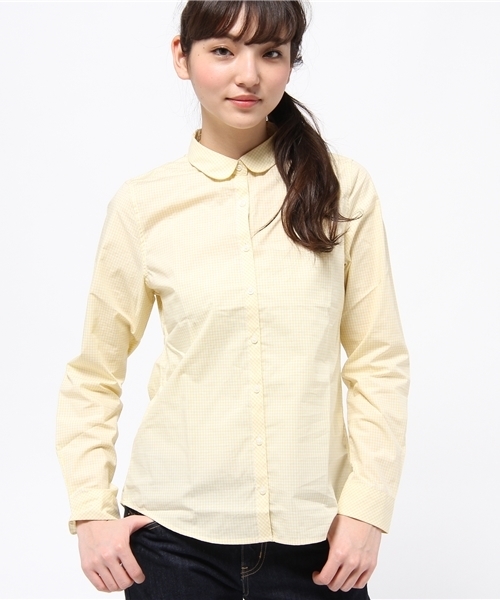 earth music&ecology(アースミュージックアンドエコロジー)の「【シャキシャキシャツ】ギンガムチェック(シャツ/ブラウス・レディース・ライトピンク/イエロー/レッド/グリーン/サックスブルー/ラベンダー/ネイビー/ブラック・MEDIUM/SMALL)」の6枚目の写真