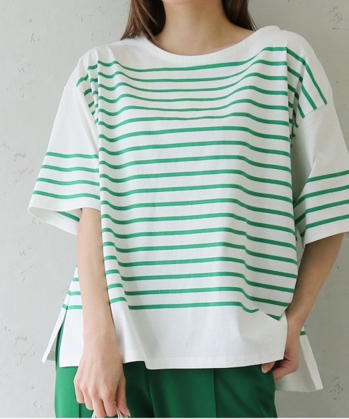 Per sist ence(パーシエンス)の「Per sist ence/パーシエンス パネルボーダー半袖Tシャツ(Tシャツ/カットソー・レディース・ホワイト系その他2/ブルー系その他/ホワイト系その他/ホワイト系その他3・FREE)」の3枚目の写真