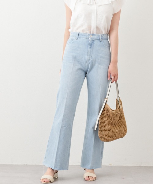 natural couture（ナチュラルクチュール）の「セルフカットフレアデニムパンツ（デニムパンツ・レディース・ブラック/サックスブルー/ブルー・SMALL/MEDIUM）」の22枚目の写真