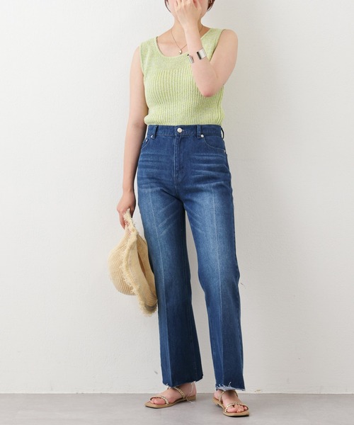 natural couture（ナチュラルクチュール）の「セルフカットフレアデニムパンツ（デニムパンツ・レディース・ブラック/サックスブルー/ブルー・SMALL/MEDIUM）」の11枚目の写真