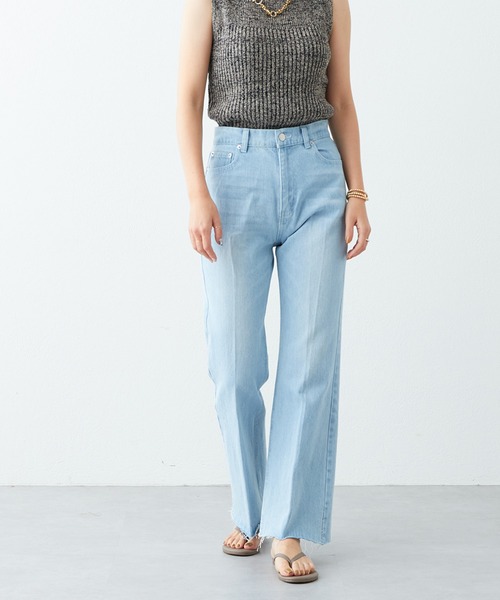 natural couture（ナチュラルクチュール）の「セルフカットフレアデニムパンツ（デニムパンツ・レディース・ブラック/サックスブルー/ブルー・SMALL/MEDIUM）」の9枚目の写真