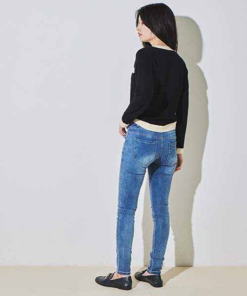 solleim(ソルレム)の「フロントボタンハイウエストスキニーデニム(デニムパンツ・レディース・ブラック/ブルー・58/61)」の10枚目の写真