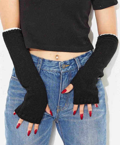 X-girl（エックスガール）の「ARM WARMER（アームカバー・レディース・ブラック/イエロー/ライトパープル・ONE SIZE）」の2枚目の写真