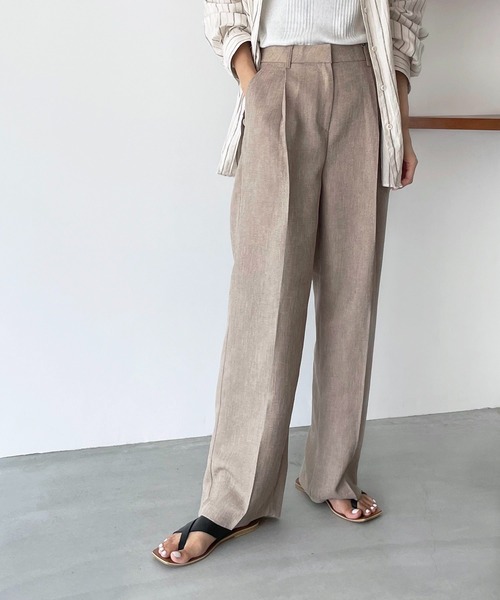 CANAL JEAN（キャナルジーン）の「El mar(エルマール) リネンタッチタックパンツ（スラックス・レディース・クリーム/モカ・MEDIUM/SMALL）」の2枚目の写真