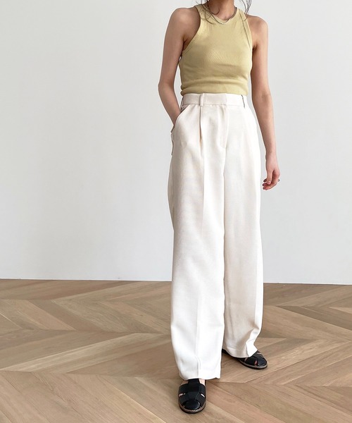 CANAL JEAN（キャナルジーン）の「El mar(エルマール) リネンタッチタックパンツ（スラックス・レディース・クリーム/モカ・MEDIUM/SMALL）」の5枚目の写真