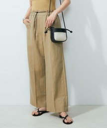 【洗える】麻混ストレートイージーパンツ