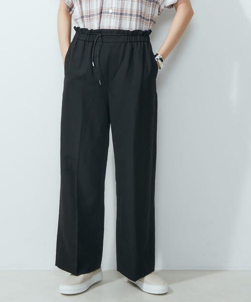 SALON adam et rope'（サロン アダム エ ロペ）の「【洗える】麻混ストレートイージーパンツ（その他パンツ・レディース・ブラック/カーキ・M/S）」の2枚目の写真