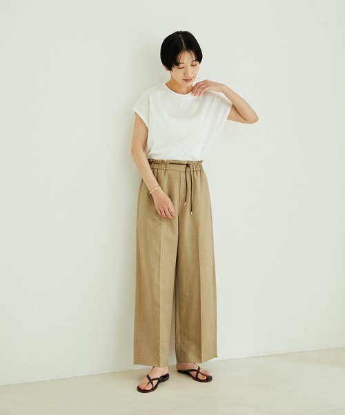 SALON adam et rope'（サロン アダム エ ロペ）の「【洗える】麻混ストレートイージーパンツ（その他パンツ・レディース・ブラック/カーキ・M/S）」の17枚目の写真