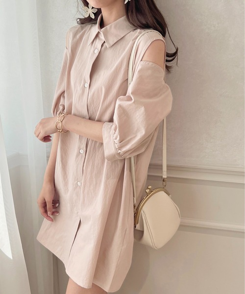 apres jour（アプレジュール）の「２WAYスリーブチュニックワンピース【ZOZOTOWN限定アイテム】（ワンピース・レディース・ピンク/ネイビー/サックスブルー/オフホワイト・X-LARGE/フリー）」の4枚目の写真