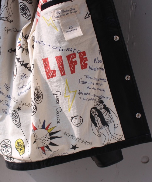 REMI RELIEF（レミレリーフ）の「【REMI RELIEF×Schott×Uncut Bound】別注シープコーチジャケット（ライダースジャケット・メンズ・ブラック・MEDIUM/LARGE/X-LARGE/XX-LARGE）」の8枚目の写真